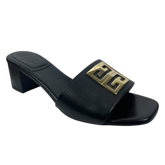 Givenchy 4G Gold Logo Black Nappa Leather Mule Sandal Size 36 - Picture 5 of 14